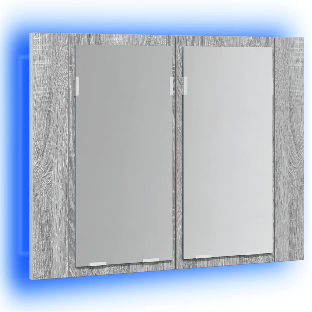Mobile Specchio LED Grigio Sonoma 60x12x45cm Legno Multistrato - homemem39