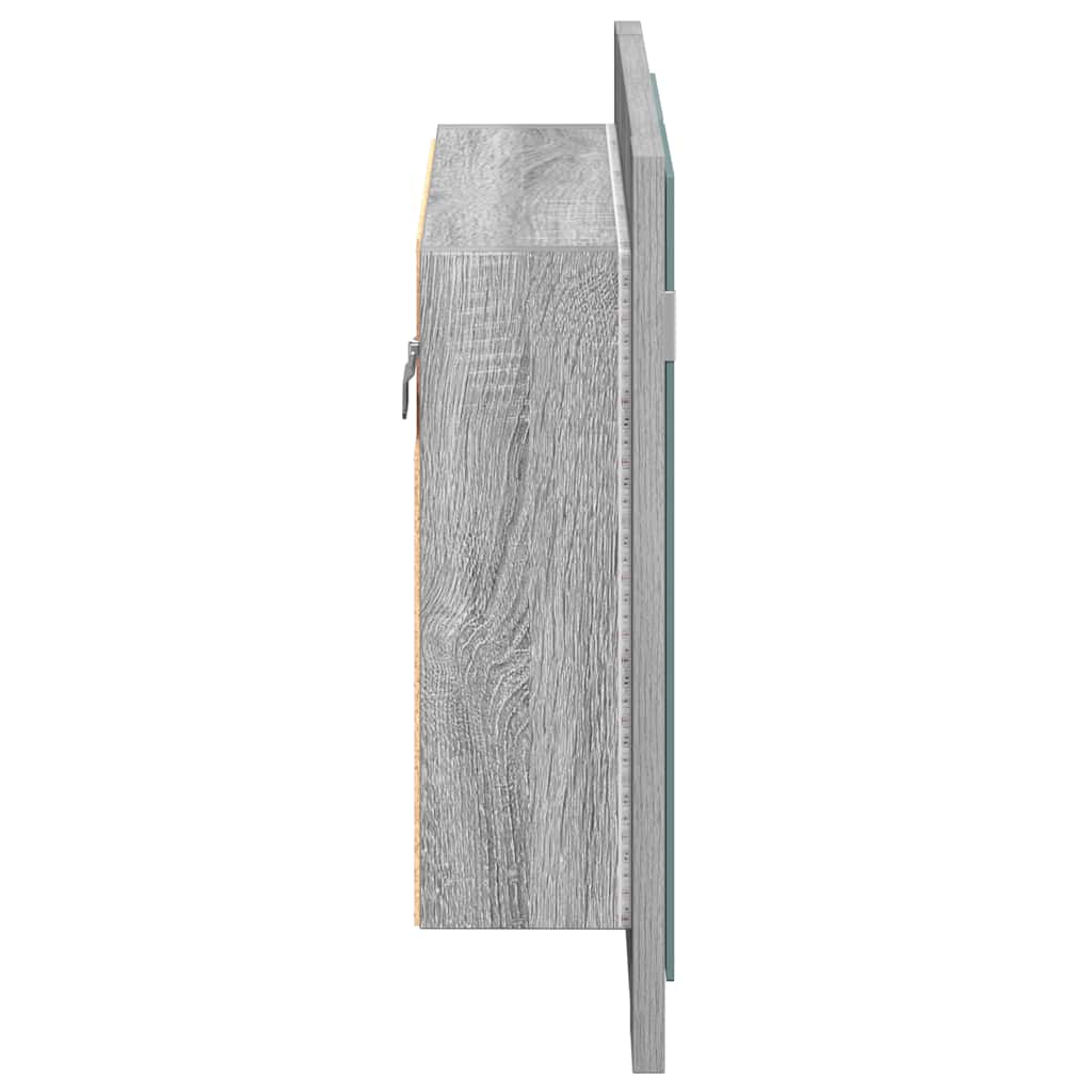Mobile Specchio LED Grigio Sonoma 60x12x45cm Legno Multistrato - homemem39