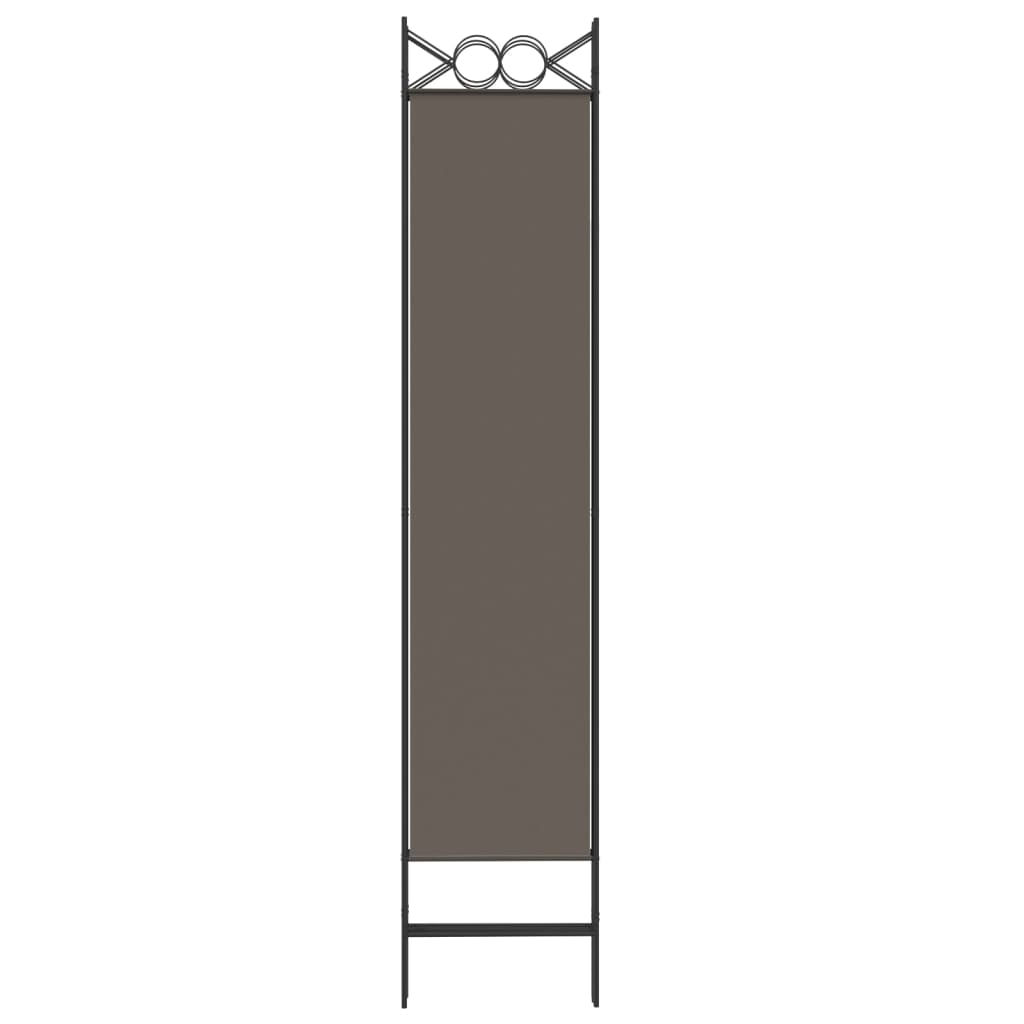 Divisorio a 5 Pannelli Antracite 200x200 cm Tessuto - homemem39