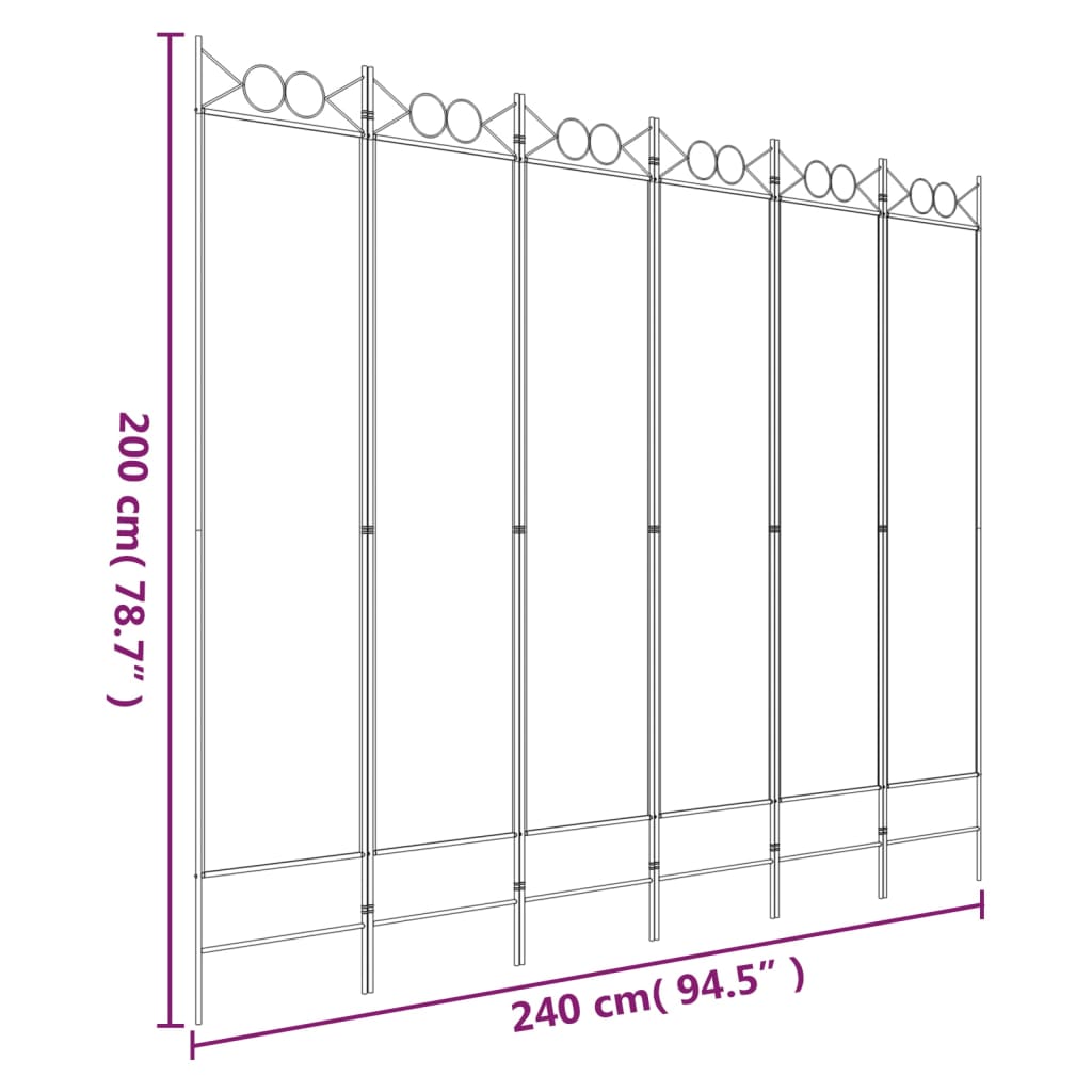 Divisorio a 6 Pannelli Antracite 240x200 cm Tessuto - homemem39