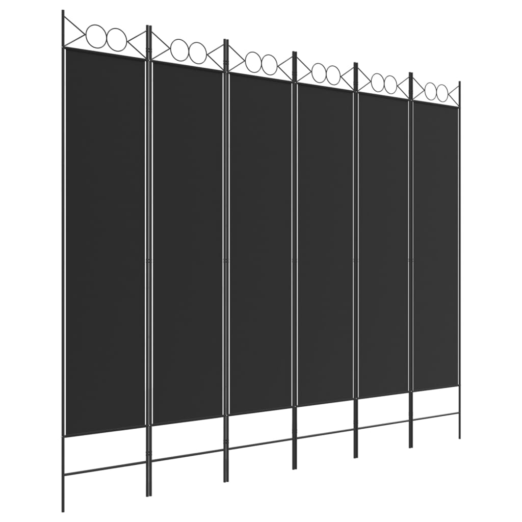 Divisorio a 6 Pannelli Nero 240x200 cm in Tessuto - homemem39