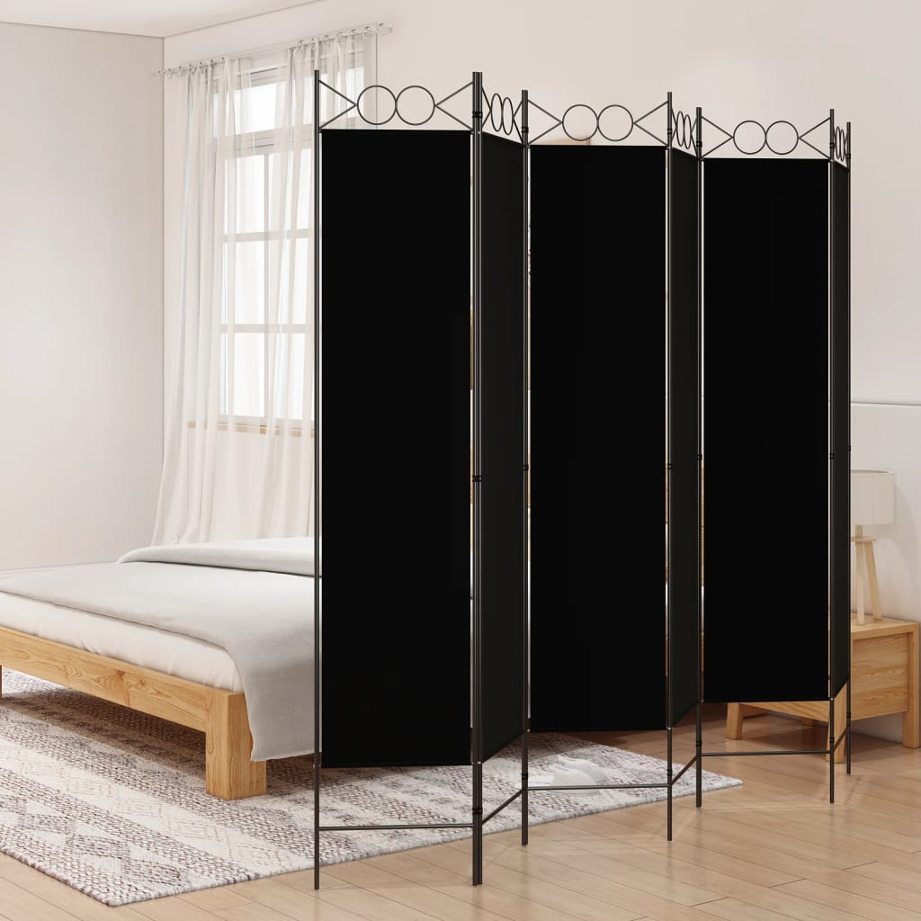 Divisorio a 6 Pannelli Nero 240x200 cm in Tessuto - homemem39