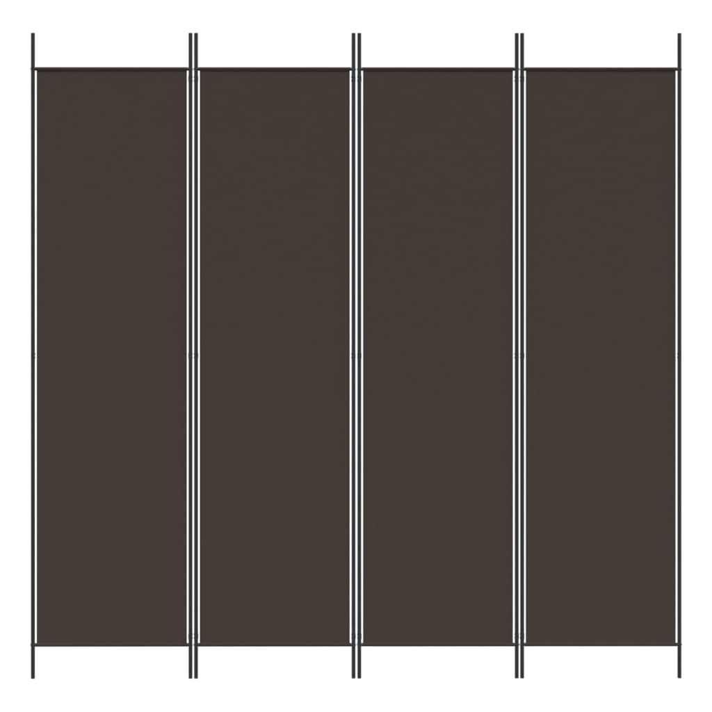 Divisorio a 4 Pannelli Marrone 200x200 cm in Tessuto - homemem39