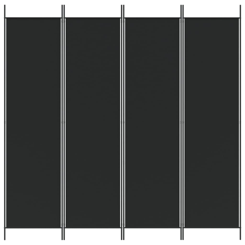 Divisorio a 4 Pannelli Nero 200x200 cm in Tessuto - homemem39