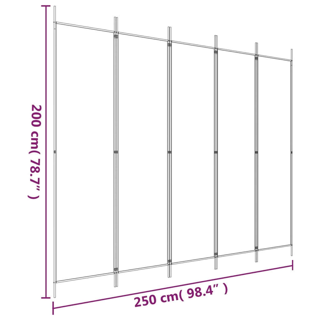Divisorio a 5 Pannelli Marrone 250x200 cm in Tessuto | homemem39