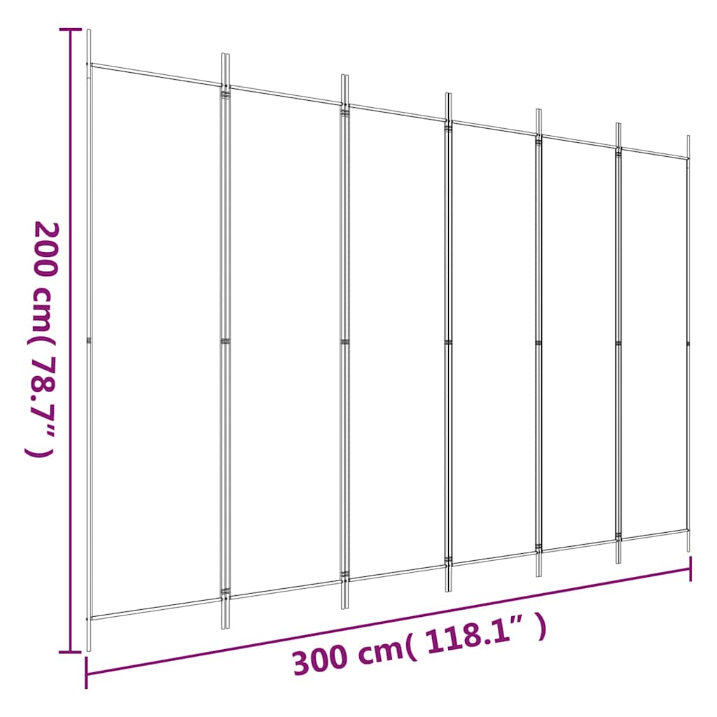 Divisorio a 6 Pannelli Marrone 300x200 cm in Tessuto