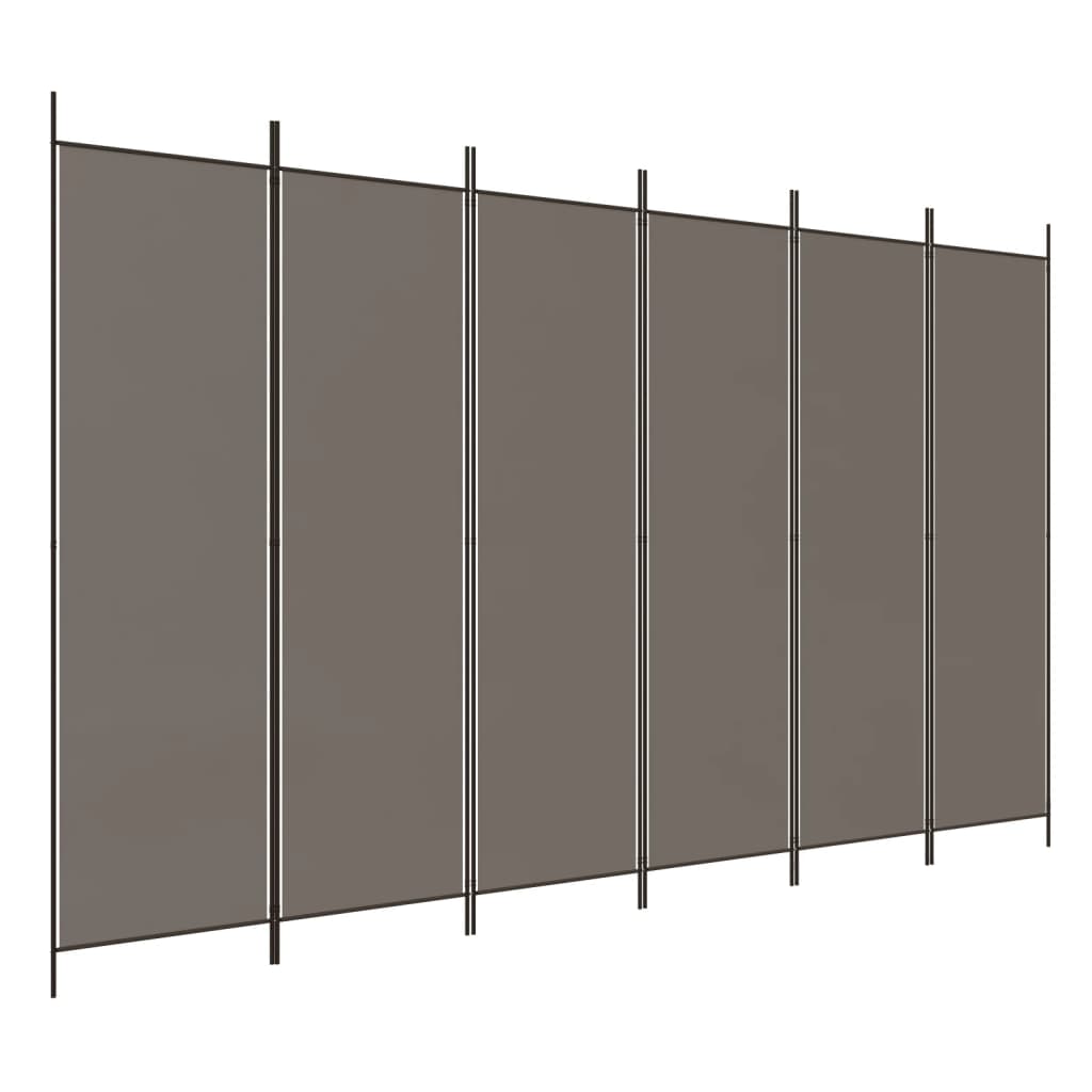 Divisorio a 6 Pannelli Antracite 300x200 cm Tessuto - homemem39