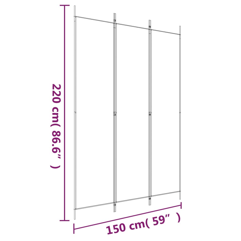 Divisorio a 3 Pannelli Marrone 150x220 cm in Tessuto - homemem39