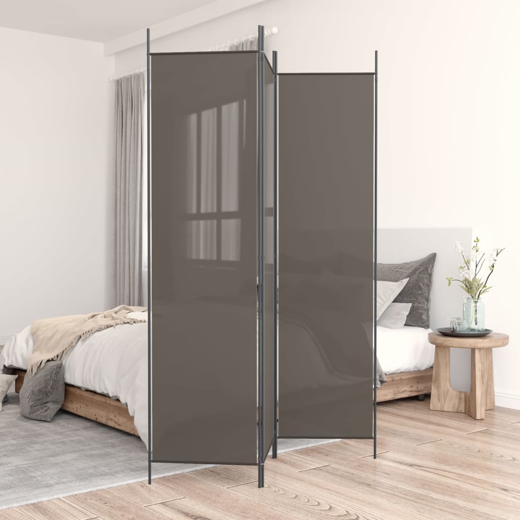 Divisorio a 3 Pannelli Antracite 150x220 cm in Tessuto - homemem39