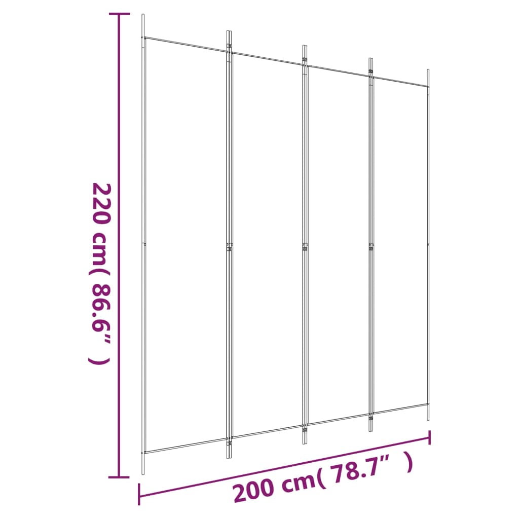 Divisorio a 4 Pannelli Marrone 200x220 cm in Tessuto | homemem39
