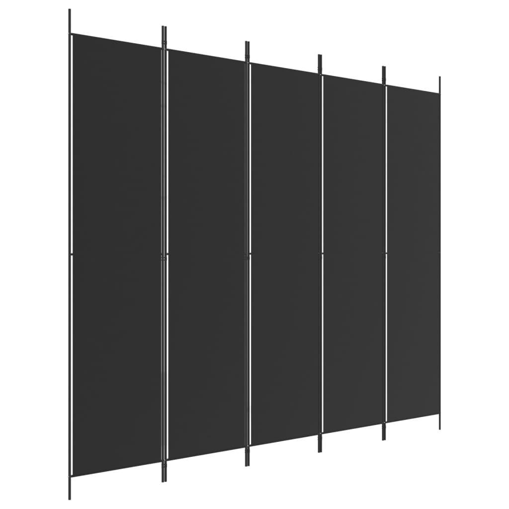 Divisorio 5 Pannelli Nero 250x220 cm Tessuto - homemem39
