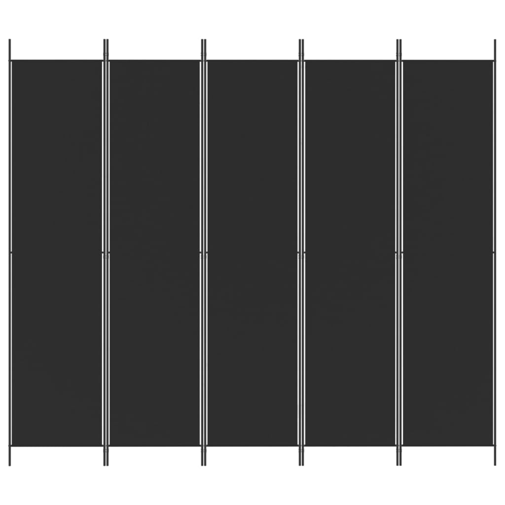 Divisorio 5 Pannelli Nero 250x220 cm Tessuto - homemem39