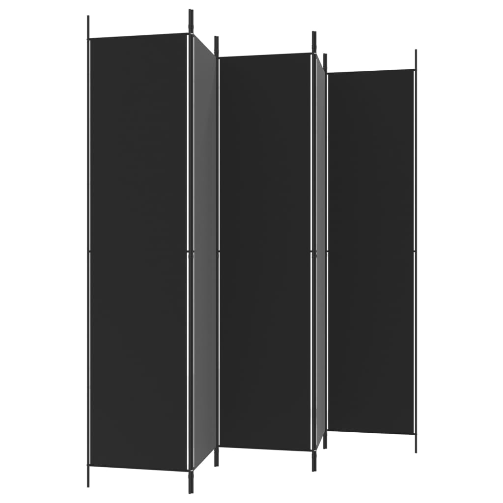 Divisorio 5 Pannelli Nero 250x220 cm Tessuto - homemem39