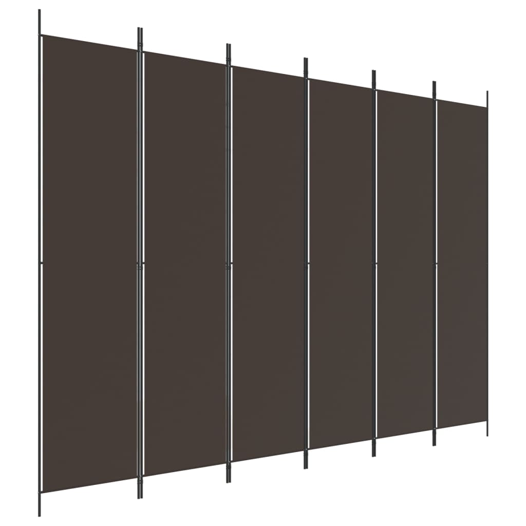 Divisorio a 6 Pannelli Marrone 300x220 cm in Tessuto - homemem39