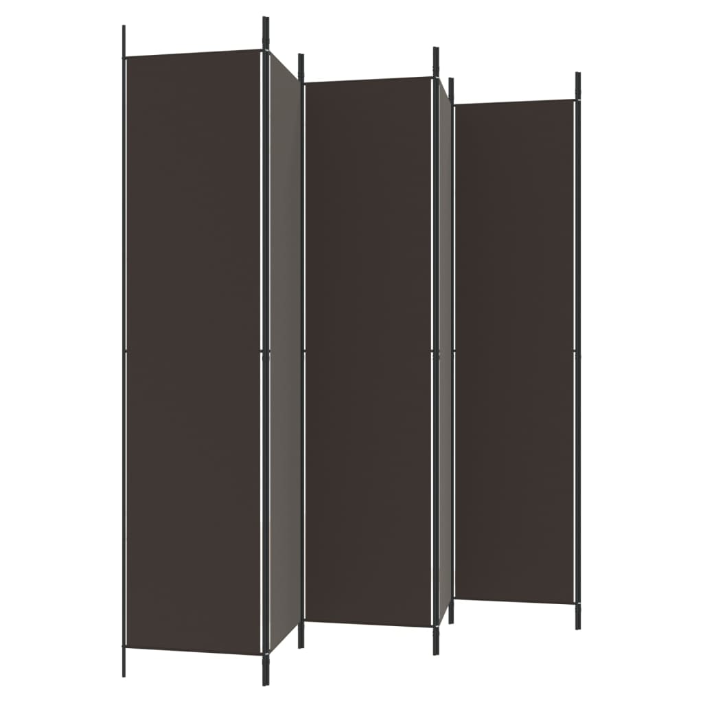 Divisorio a 6 Pannelli Marrone 300x220 cm in Tessuto - homemem39