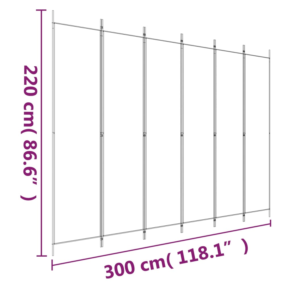 Divisorio a 6 Pannelli Marrone 300x220 cm in Tessuto | homemem39