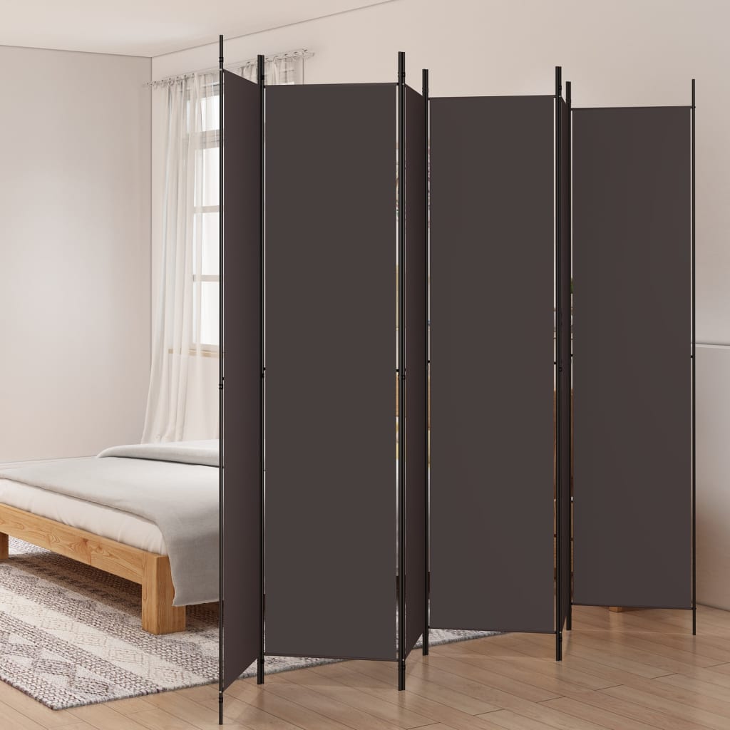 Divisorio a 6 Pannelli Marrone 300x220 cm in Tessuto - homemem39
