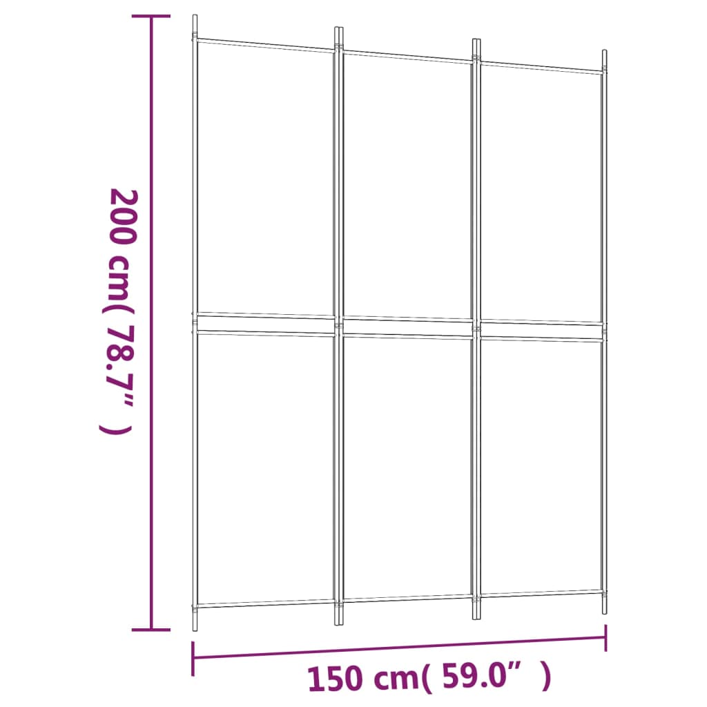 Divisorio a 3 Pannelli Marrone 150x200 cm in Tessuto | homemem39