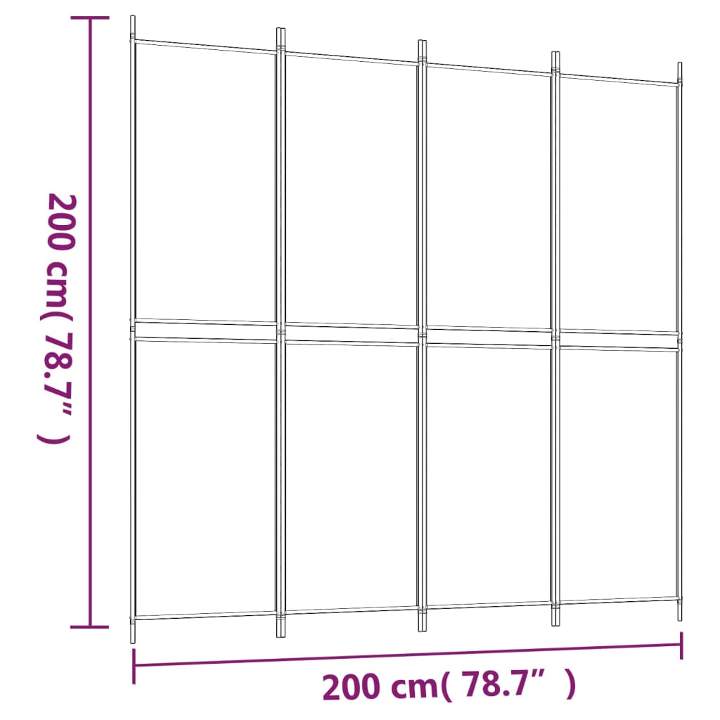 Divisorio a 4 Pannelli Marrone 200x200 cm in Tessuto | homemem39