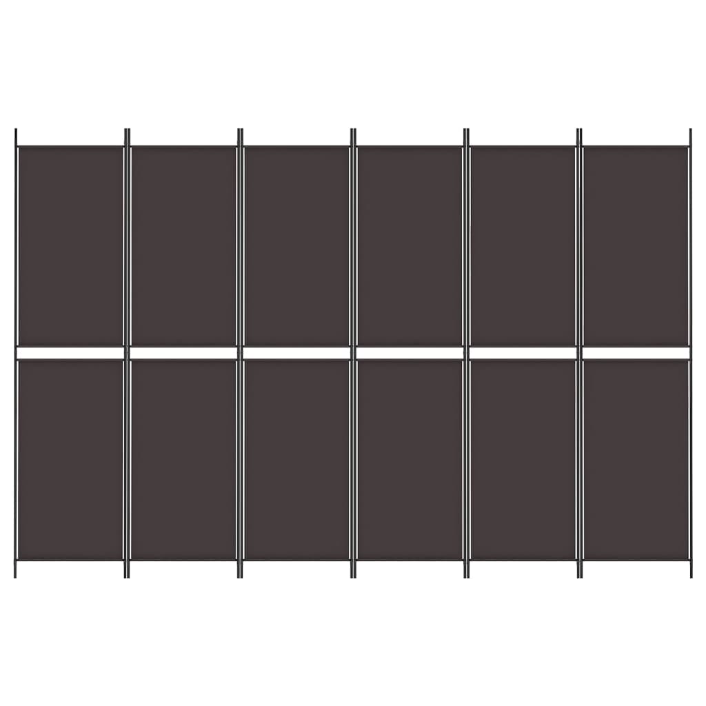 Divisorio a 6 Pannelli Marrone 300x200 cm in Tessuto - homemem39