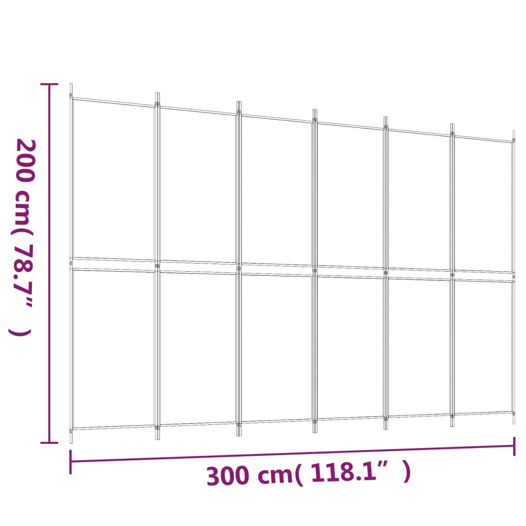 Divisorio a 6 Pannelli Antracite 300x200 cm Tessuto | homemem39