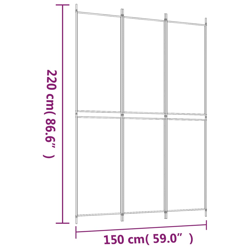 Divisorio a 3 Pannelli Antracite 150x220 cm in Tessuto | homemem39