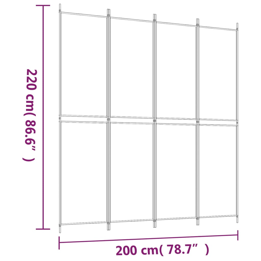 Divisorio a 4 Pannelli Bianco 200x220 cm Tessuto | homemem39