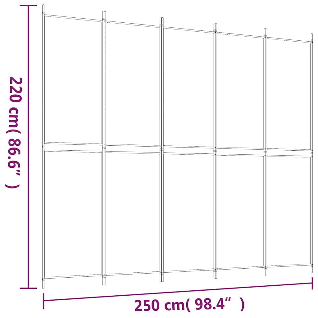 Divisorio 5 Pannelli Nero 250x220 cm Tessuto | homemem39