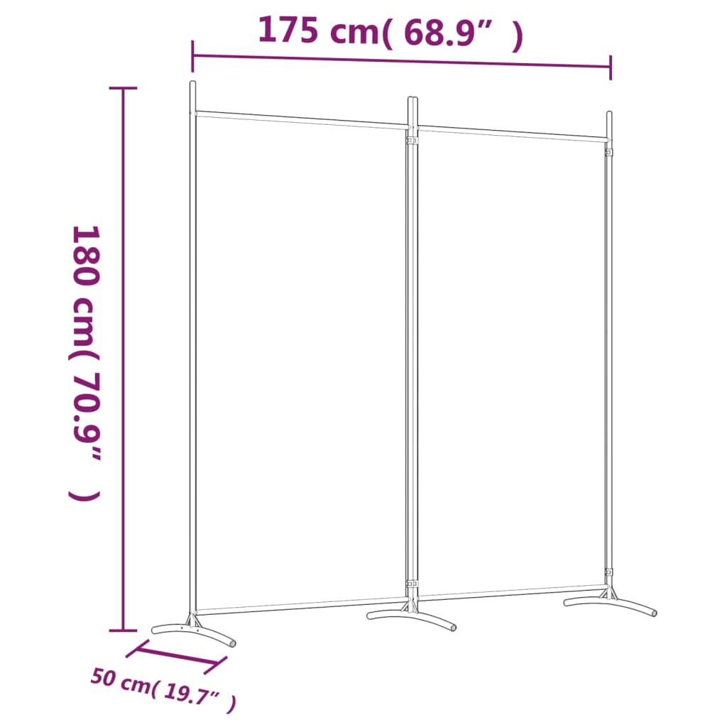 Divisorio a 2 Pannelli Bianco 175x180 cm Tessuto | homemem39