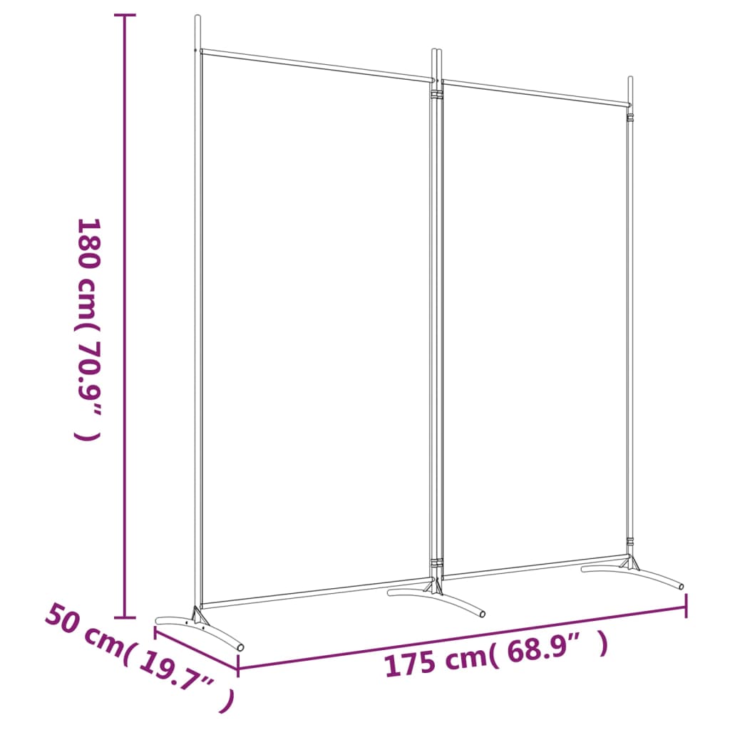 Divisorio a 2 Pannelli Antracite 175x180 cm Tessuto - homemem39