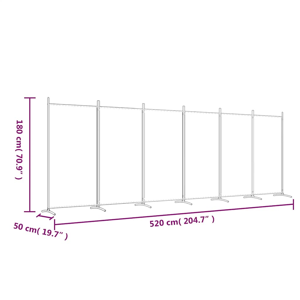Divisorio a 6 Pannelli Bianco 520x180 cm Tessuto | homemem39