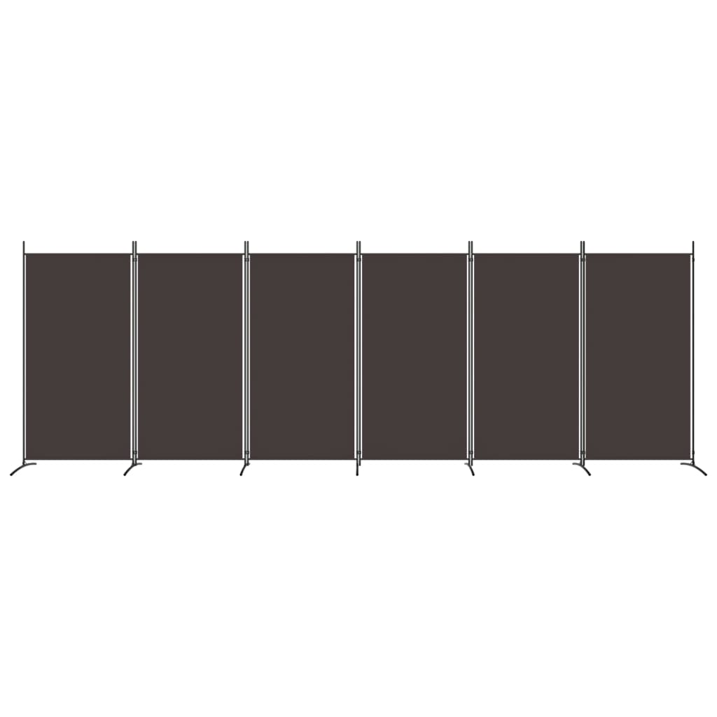 Divisorio a 6 Pannelli Marrone 520x180 cm in Tessuto - homemem39
