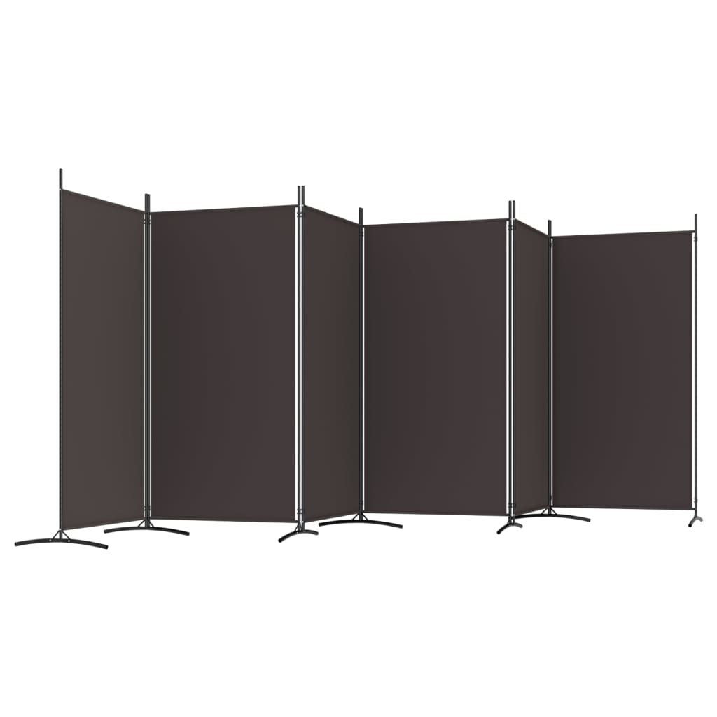 Divisorio a 6 Pannelli Marrone 520x180 cm in Tessuto - homemem39