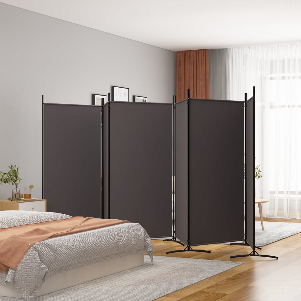 Divisorio a 6 Pannelli Marrone 520x180 cm in Tessuto - homemem39