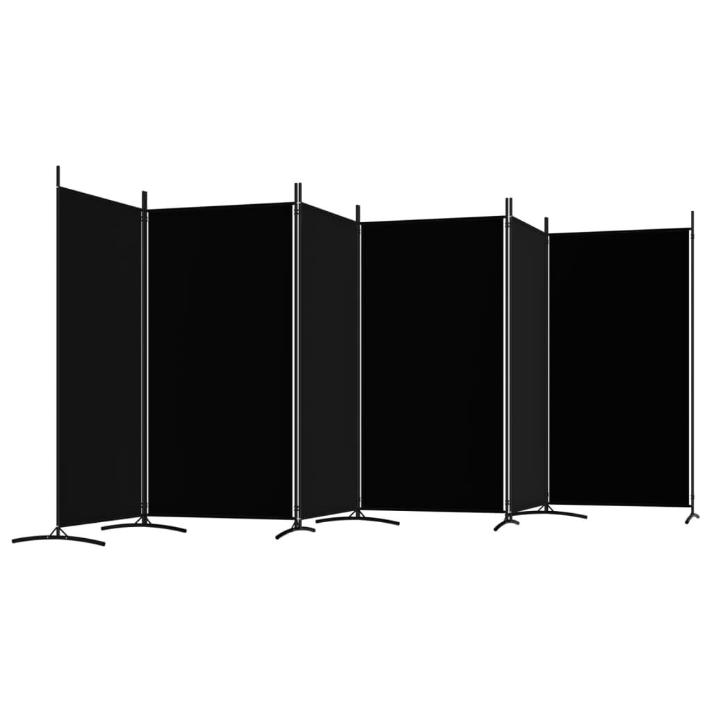 Divisorio a 6 Pannelli Nero 520x180 cm in Tessuto - homemem39