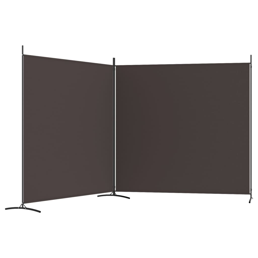 Divisorio a 2 Pannelli Marrone 348x180 cm in Tessuto - homemem39