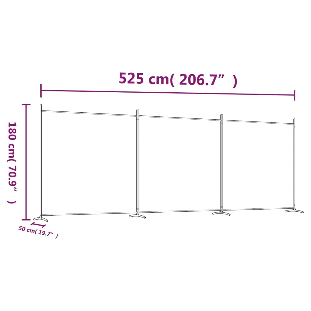 Divisorio a 3 Pannelli Marrone 525x180 cm in Tessuto | homemem39