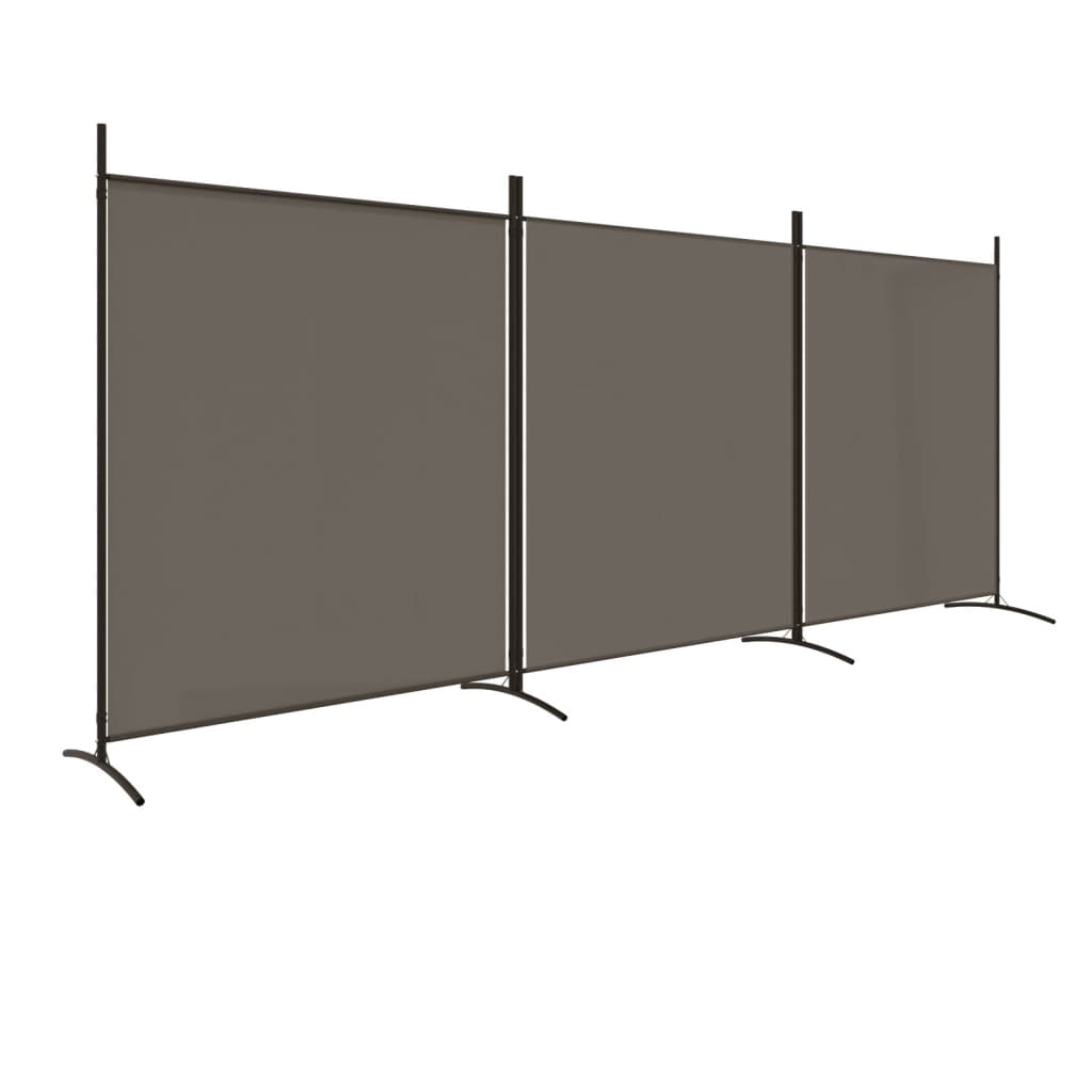 Divisorio a 3 Pannelli Antracite 525x180 cm in Tessuto - homemem39