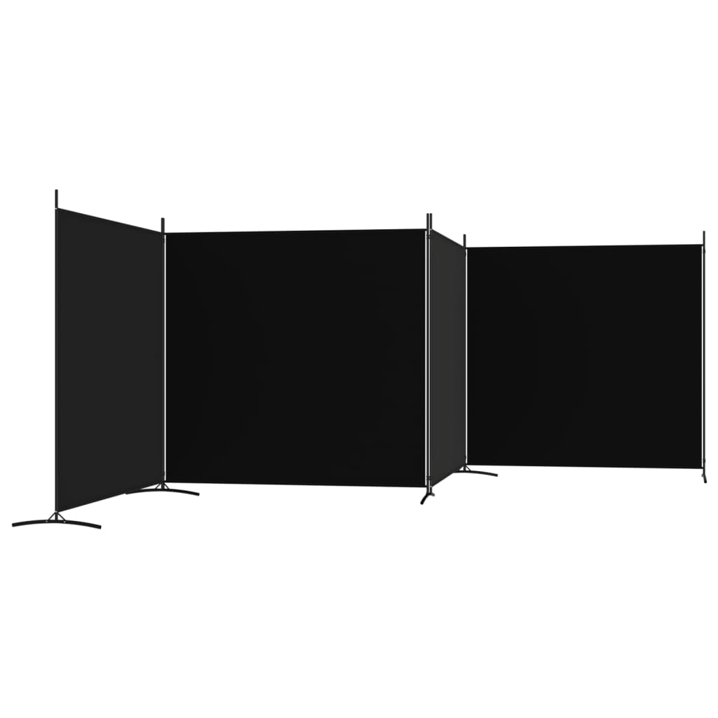 Divisorio a 4 Pannelli Nero 698x180 cm in Tessuto - homemem39