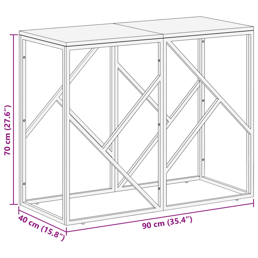Tavolo Consolle Argento Acciaio Inox e Traverse Legno Massello | homemem39