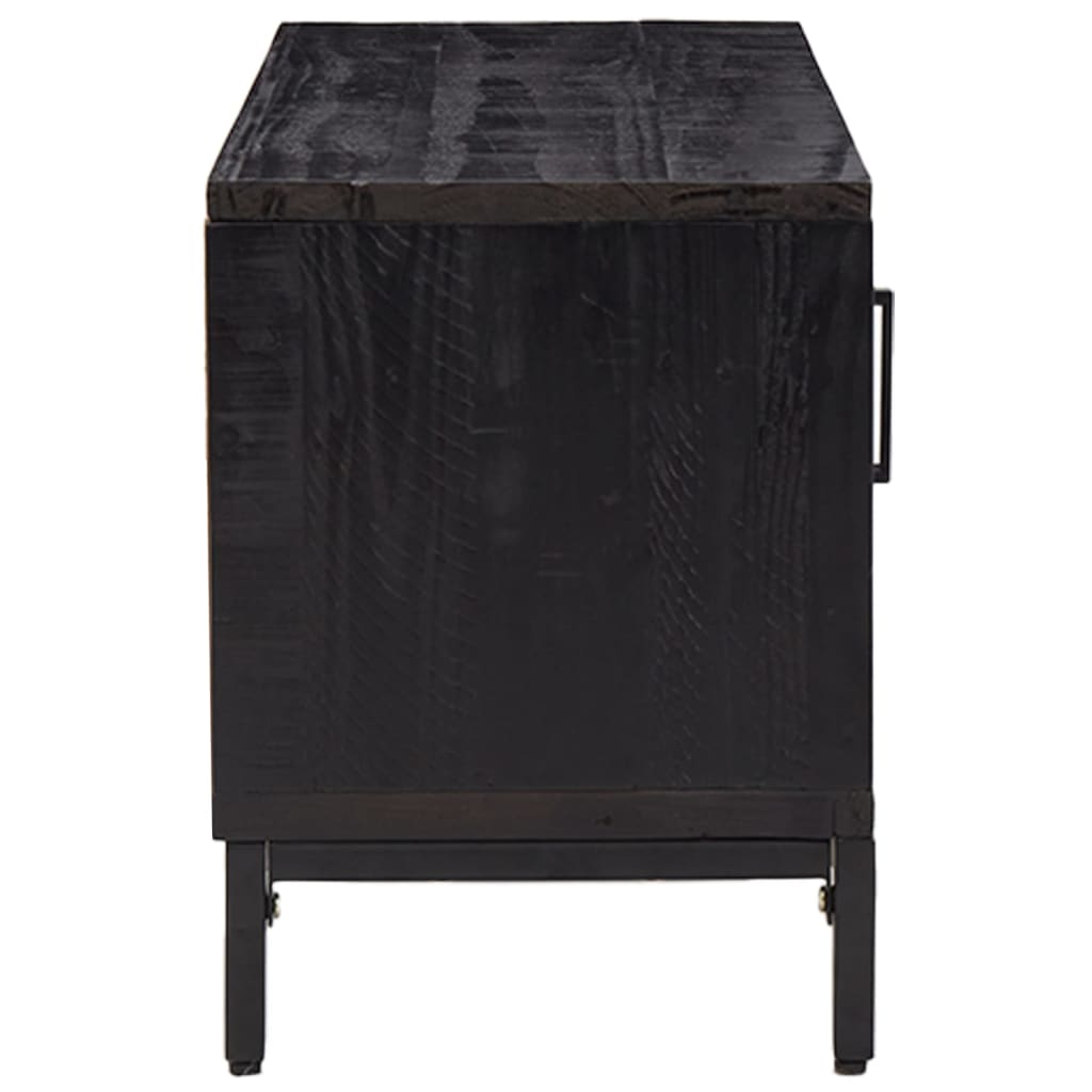 Mobile TV Nero 110x35x48 cm in Legno Massello di Pino - homemem39