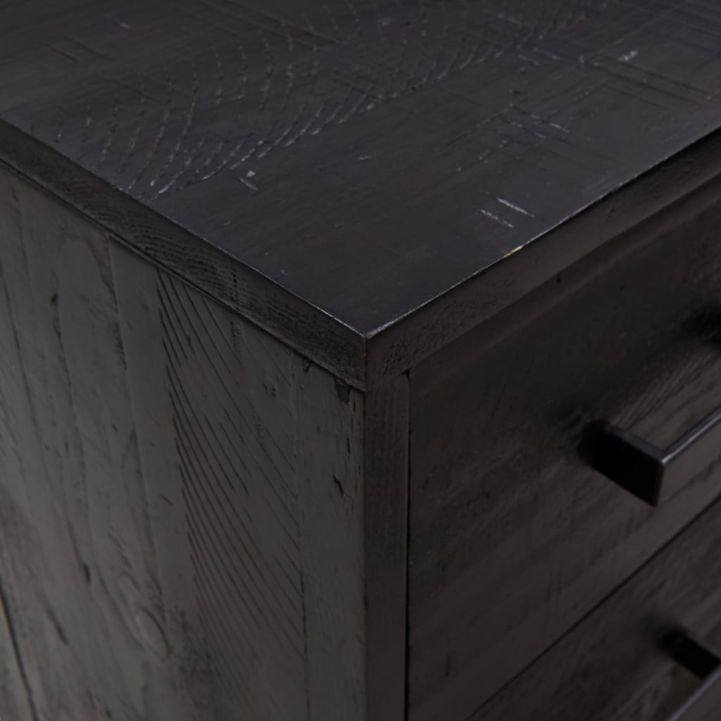 Cassettiera Nera 75x35x70 cm in Legno Massello di Pino - homemem39