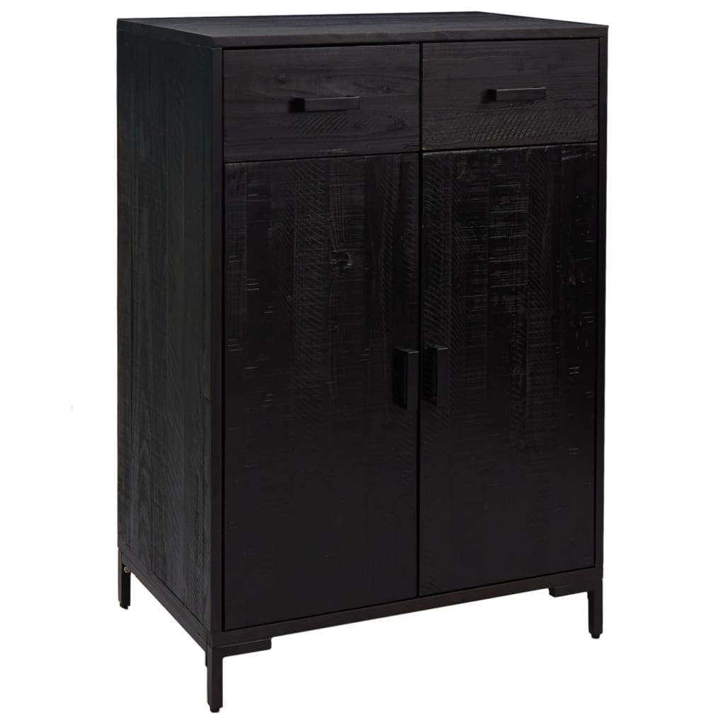 Scarpiera Nera 75x40x110 cm in Legno Massello di Pino - homemem39