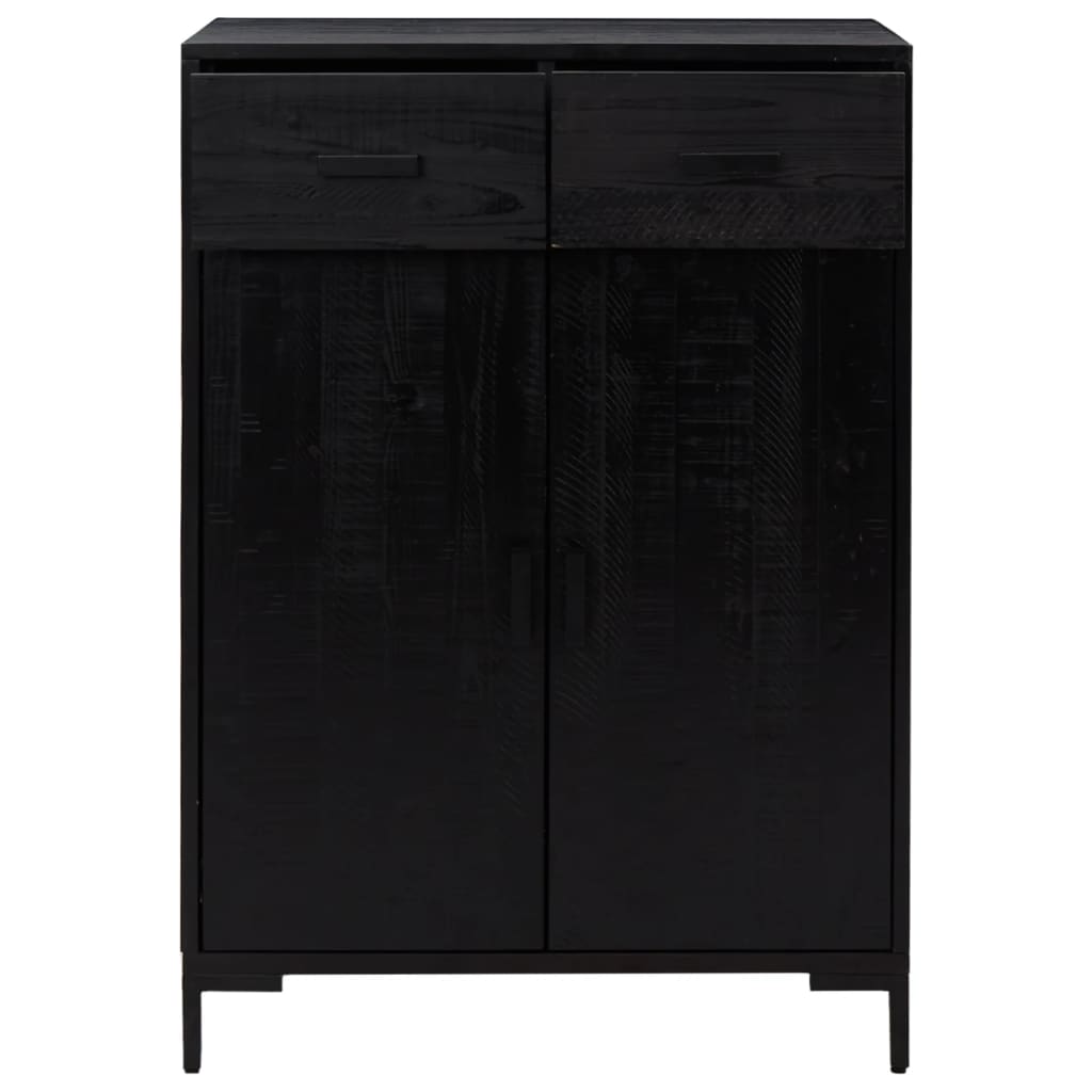 Scarpiera Nera 75x40x110 cm in Legno Massello di Pino - homemem39