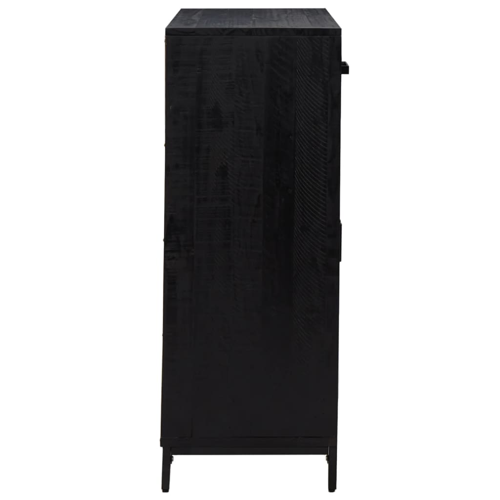 Scarpiera Nera 75x40x110 cm in Legno Massello di Pino - homemem39