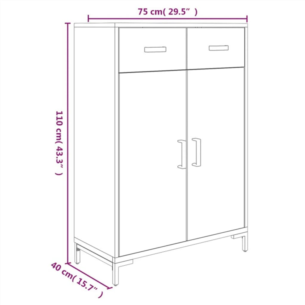 Scarpiera Nera 75x40x110 cm in Legno Massello di Pino - homemem39