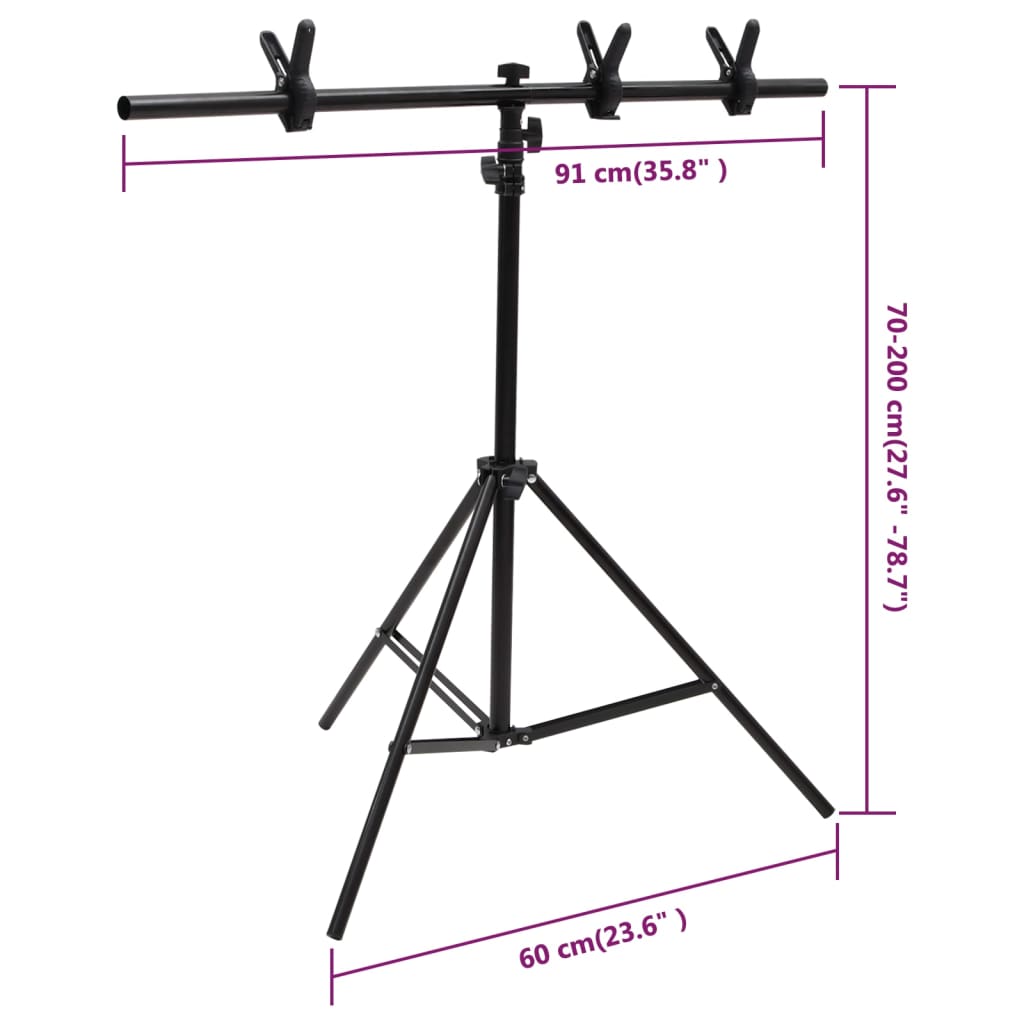 Supporto per Sfondo a T Nero 91x60x(70-200) cm