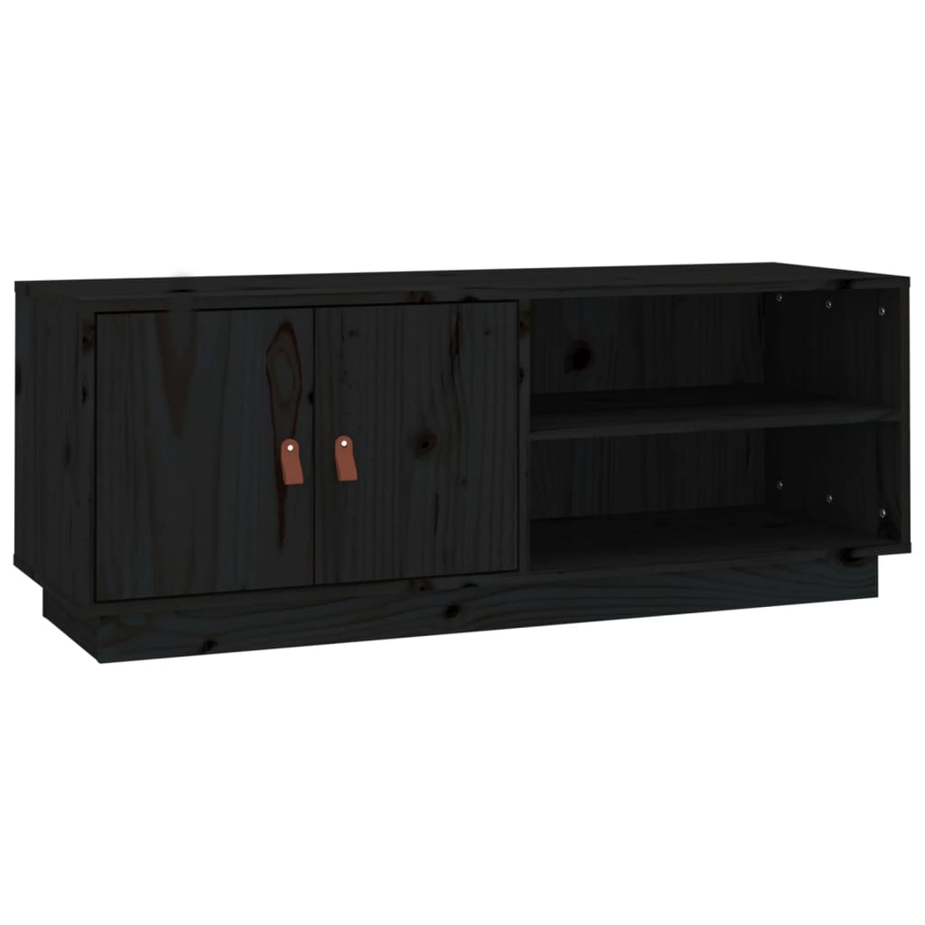 Mobile Porta TV Nero 105x34x40 cm in Legno Massello di Pino - homemem39