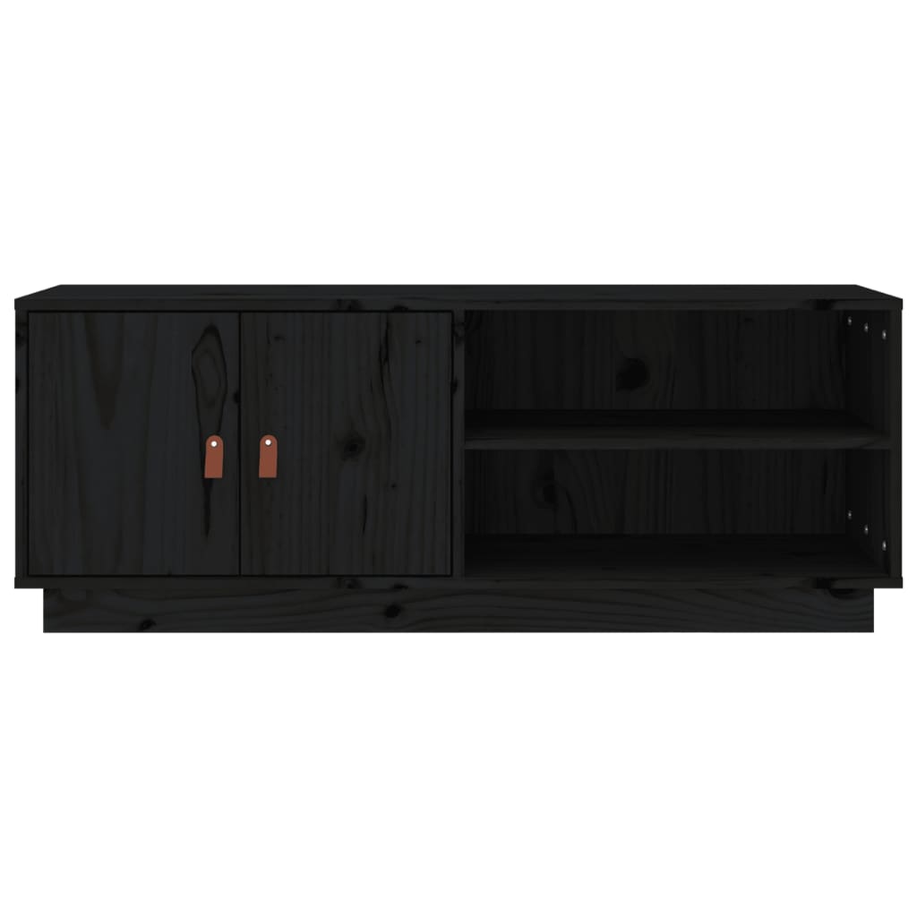 Mobile Porta TV Nero 105x34x40 cm in Legno Massello di Pino - homemem39