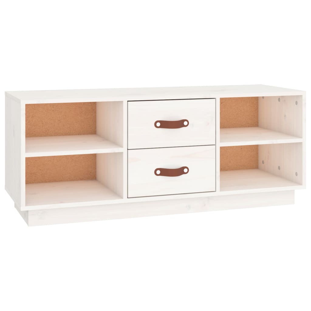 Mobile Porta TV Bianco 100x34x40 cm in Legno Massello di Pino - homemem39